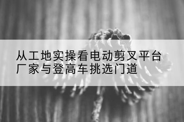 新县电动剪叉升降平台厂家-从工地实操看电动剪叉平台厂家与登高车挑选门道